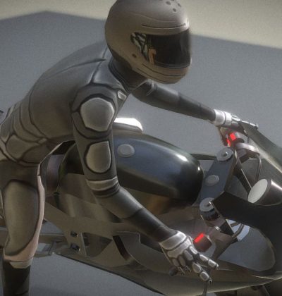 3D-Model Motorbike and rigged driver with animations