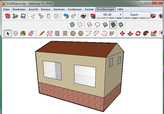 das Sketchup Plugin in der Menüleiste das Sketchup Plugin in der Menüleiste