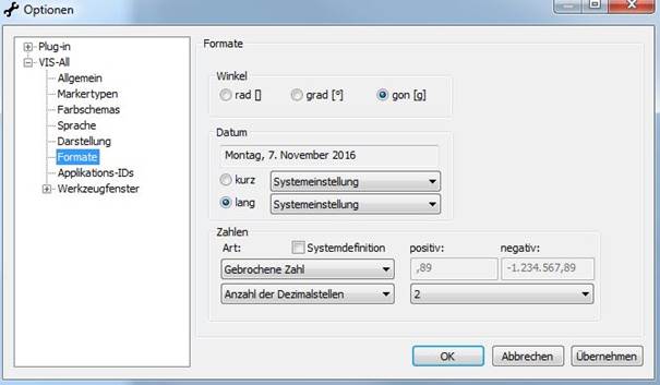 Menü-Einstellungen: Formate Optionen Menü-Einstellungen: Formate Optionen