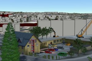 3D-Modell eines Transporters auf dem Parkplatz im Demoprojekt