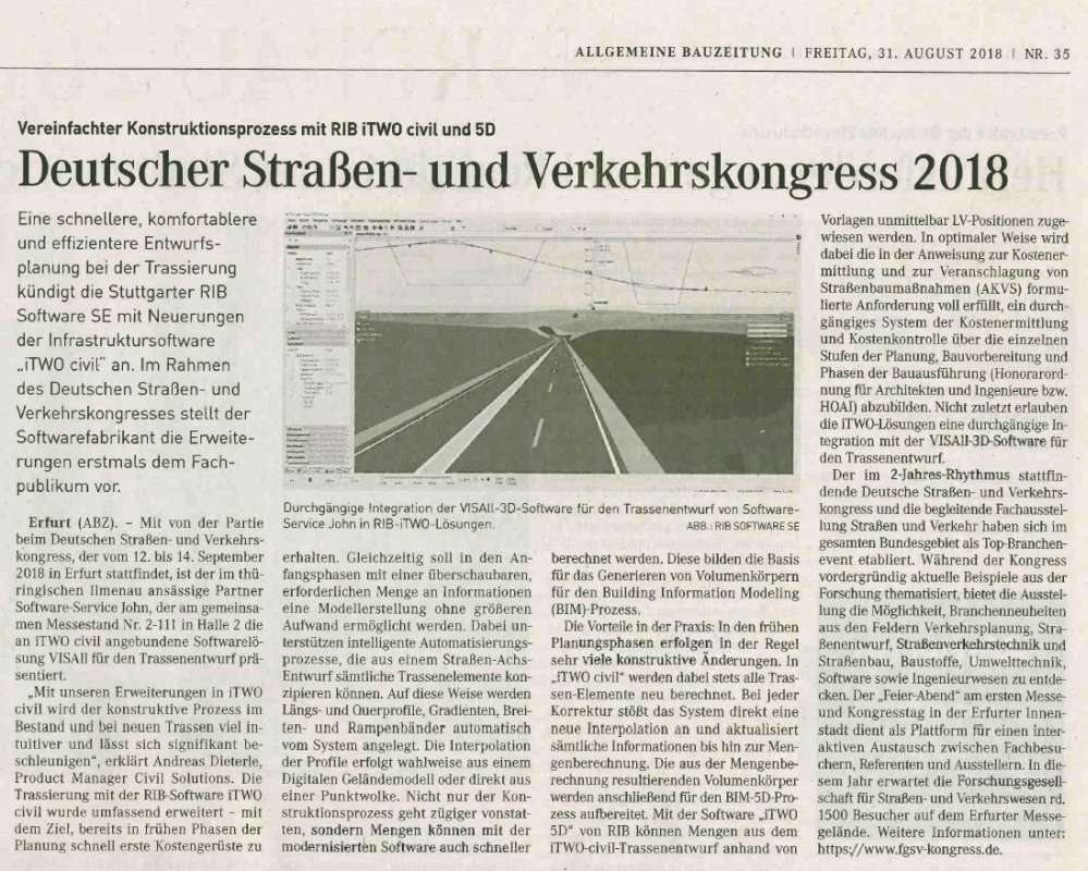 Artikel Deutscher Straßenkongress und Verkehrskongress 2018