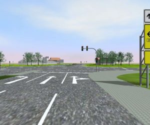 Moderne Strassenplanung: Kreuzung - Ampel mit Vorfahrt gewähren Schild